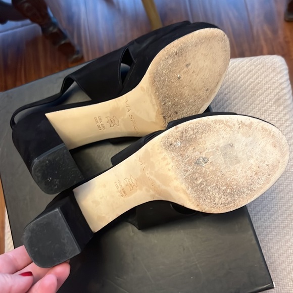 Black suede chunky heeled platform strappy sandals - Picture 5 of 9